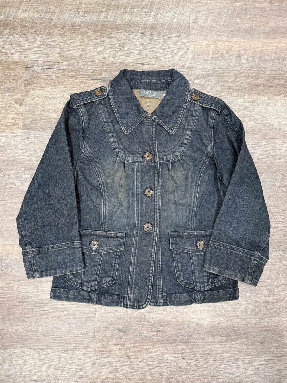 Vintage Motto Denim Babydoll Jacket XS Y2K Dark Wash Jean Jacket Utility